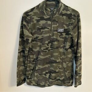 Youth Eddie Bauer Camoflauge Green 1/4 Zip Pullover Fleece Jacket Kids L 14/16